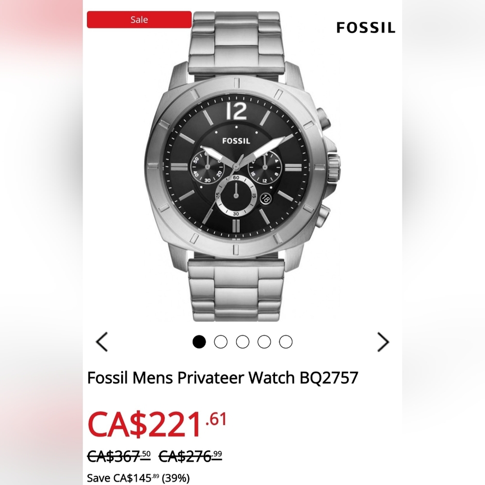 Fossil Men's Silver Chronograph Watch